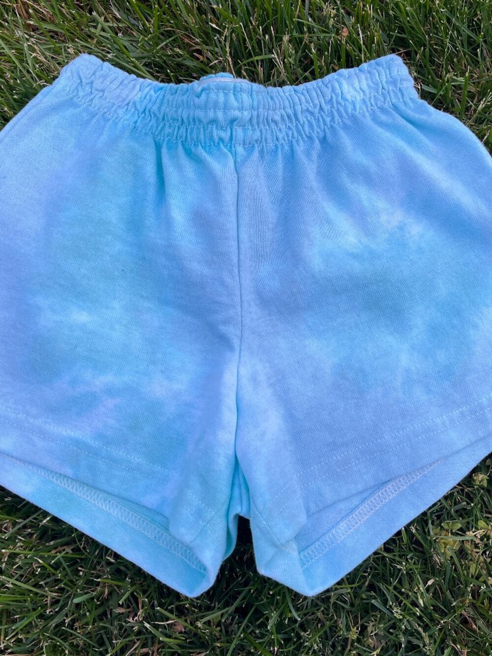 Girl's Small (7) Blue & Teal Sunburst Tie-Dye Cheer Shorts